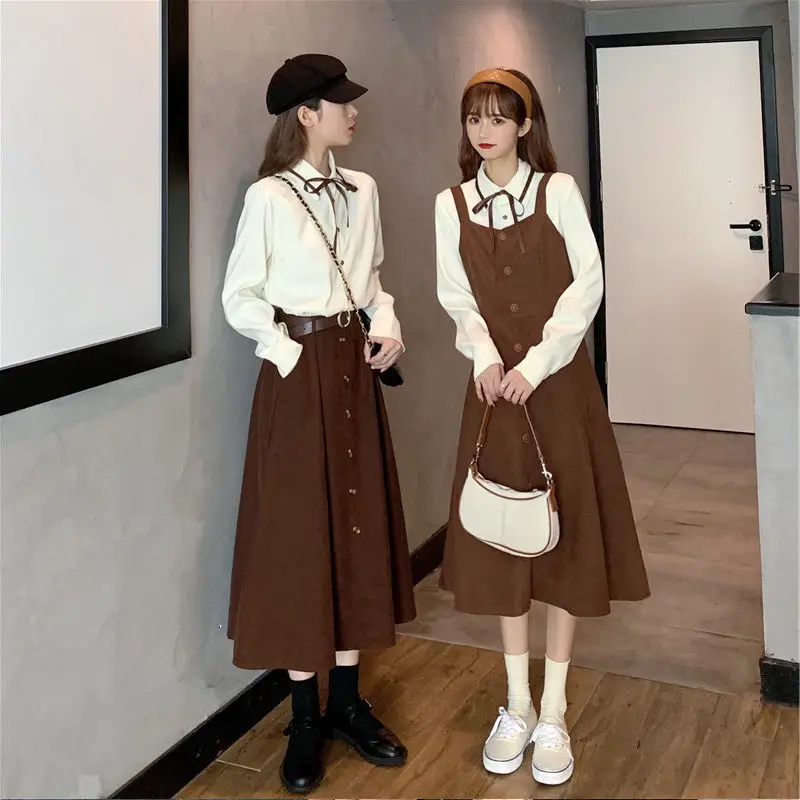 2022 Spring/Autumn New Women Set Gentle Two-piece Solid Shirt + Skirt/Strap Female
2022 Spring/Autumn New Women Set Gentle Two-piece Solid Shirt + Skirt/Strap Female