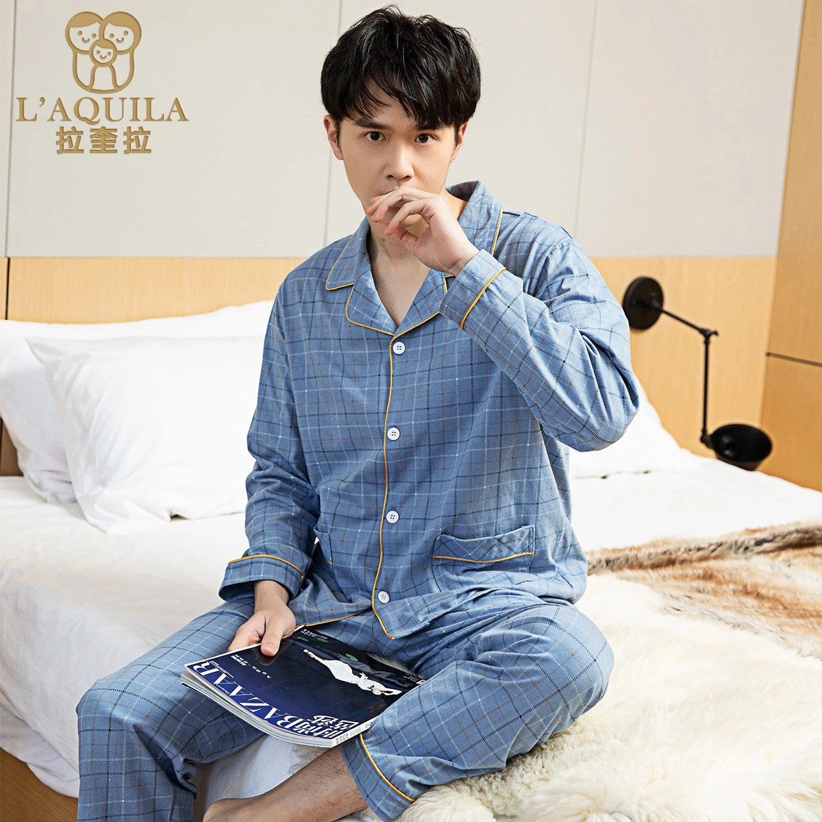 L’AQUILA 2022 Newest Autumn Winter Plaid Pajamas For Men 100% Cotton Big Yards L/2XL Sleepwear For Sleeping Casual Men's Pajamas
L’AQUILA 2022 Newest Autumn Winter Plaid Pajamas For Men 100% Cotton Big Yards L/2XL Sleepwear For Sleeping Casual Men's Pajamas