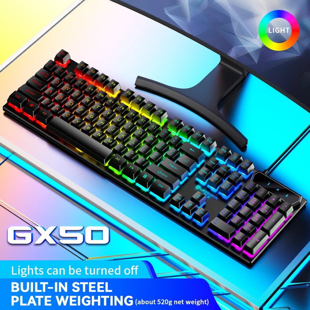 Игровая клавиатура GX50 с 104 клавишами, механическая клавиатура с радужной подсветкой, игровой ноутбук с курицей, Офисная Проводная эргономич...
Игровая клавиатура GX50 с 104 клавишами, механическая клавиатура с радужной подсветкой, игровой ноутбук с курицей, Офисная Проводная эргономич...