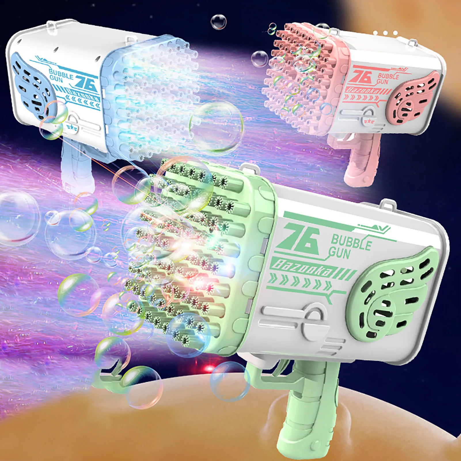 76 Hole Bubble Blaster Toy Handheld Bubbles Machine Toys Leak Proof Automatic Bubble Guns Gatling Rechargeable With LED Lights
76 Hole Bubble Blaster Toy Handheld Bubbles Machine Toys Leak Proof Automatic Bubble Guns Gatling Rechargeable With LED Lights