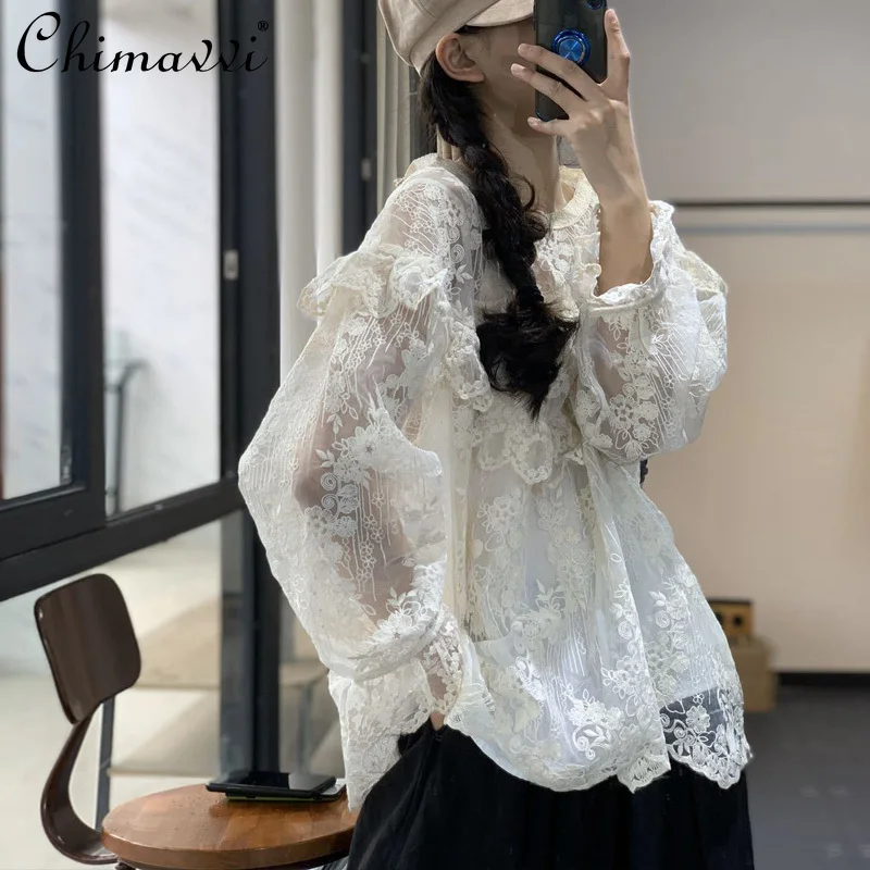2022 Summer Clothes New Fashion Cotton Lace Embroidered Blouse Fresh Mori Girl Loose Fairy Long Sleeve Shirt All-matching
2022 Summer Clothes New Fashion Cotton Lace Embroidered Blouse Fresh Mori Girl Loose Fairy Long Sleeve Shirt All-matching