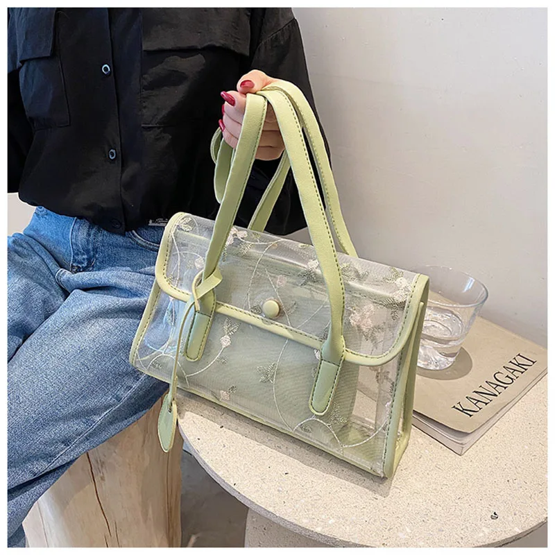 Summer Bag Female 2021 New Trendy One-Shoulder Transparent Jelly Bag Popular Handbag Lace Embroidery Fashion FemaleTotes Bag 
Summer Bag Female 2021 New Trendy One-Shoulder Transparent Jelly Bag Popular Handbag Lace Embroidery Fashion FemaleTotes Bag