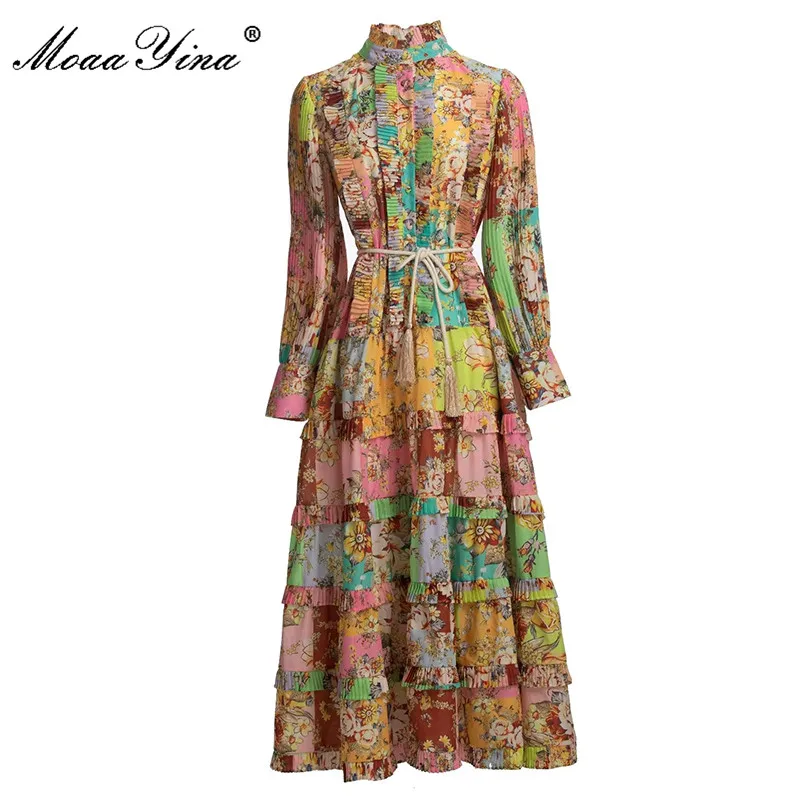MoaaYina Fashion Designer Summer Dress Women's Stand Collar Lantern Sleeves Folds Colorblock Floral print Vintage Party Dresses
MoaaYina Fashion Designer Summer Dress Women's Stand Collar Lantern Sleeves Folds Colorblock Floral print Vintage Party Dresses