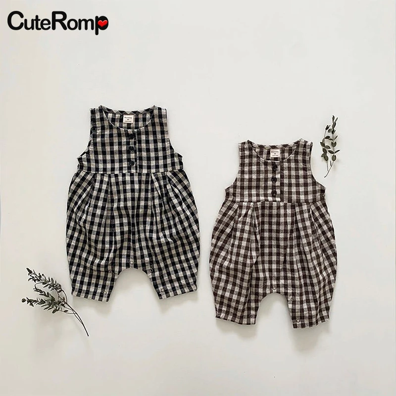 Summer Baby Clothes Plaid Sleeveless Baby Boy Cotton Clothes Baby Girl Clothes Children Clothing For Newborn Costume Baby Romper 
Summer Baby Clothes Plaid Sleeveless Baby Boy Cotton Clothes Baby Girl Clothes Children Clothing For Newborn Costume Baby Romper