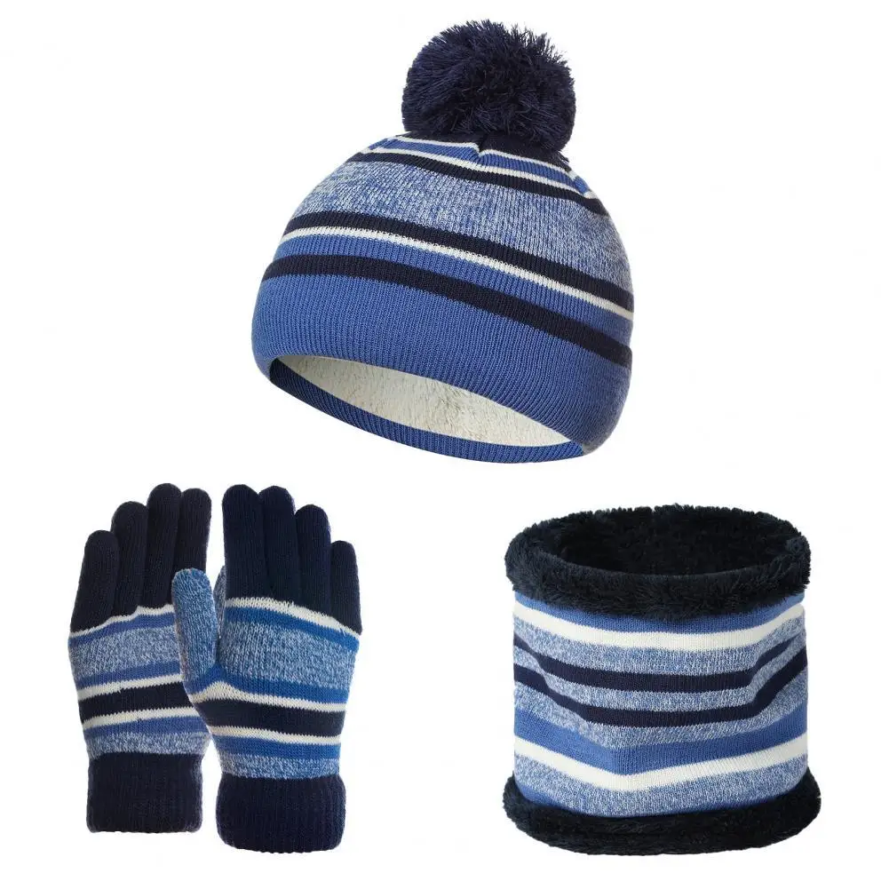 1 Set Thicken Knitting Hat Scarf Gloves Soft Stretchy Autumn Winter Stripe Knit Cap Scarf Gloves for Kids
1 Set Thicken Knitting Hat Scarf Gloves Soft Stretchy Autumn Winter Stripe Knit Cap Scarf Gloves for Kids