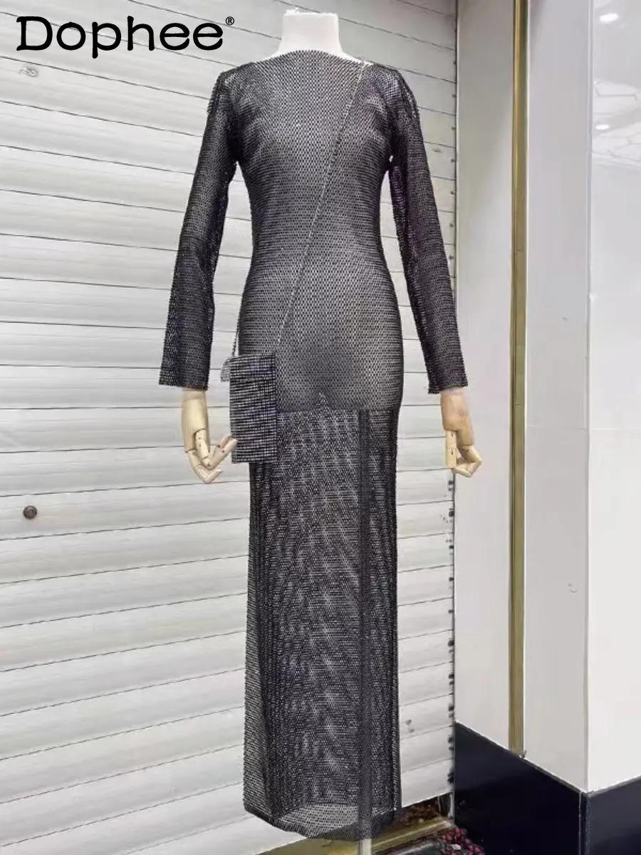 European Summer New Luxury Heavy Industry Drill Banquet Performance Dress Rhinestone Full Diamond V-neck Long-Sleeve Dress Women
European Summer New Luxury Heavy Industry Drill Banquet Performance Dress Rhinestone Full Diamond V-neck Long-Sleeve Dress Women