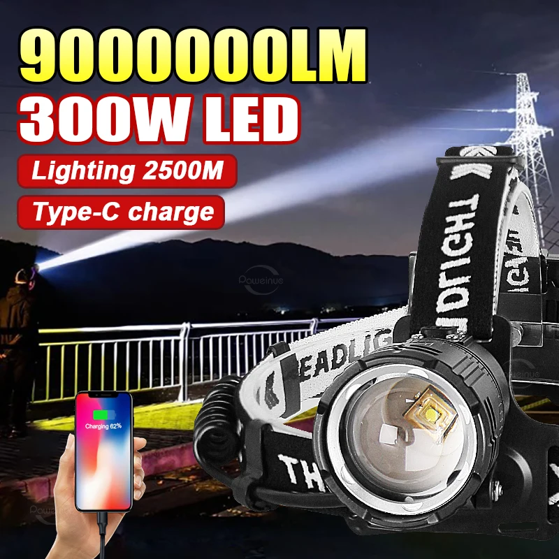 Most Powerful LED Headlight Super Bright Big Aperture Head Flashlight Type-C Rechargeable led Headlamp Long Shot 2500M Head Lamp
Most Powerful LED Headlight Super Bright Big Aperture Head Flashlight Type-C Rechargeable led Headlamp Long Shot 2500M Head Lamp