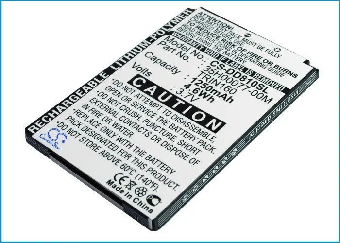 CS 1250 мАч/4.6Wh батарея для Verizon XV6800 XV-6800 35H00077-00M, 35H00077-02M, TRIN160
CS 1250 мАч/4.6Wh батарея для Verizon XV6800 XV-6800 35H00077-00M, 35H00077-02M, TRIN160