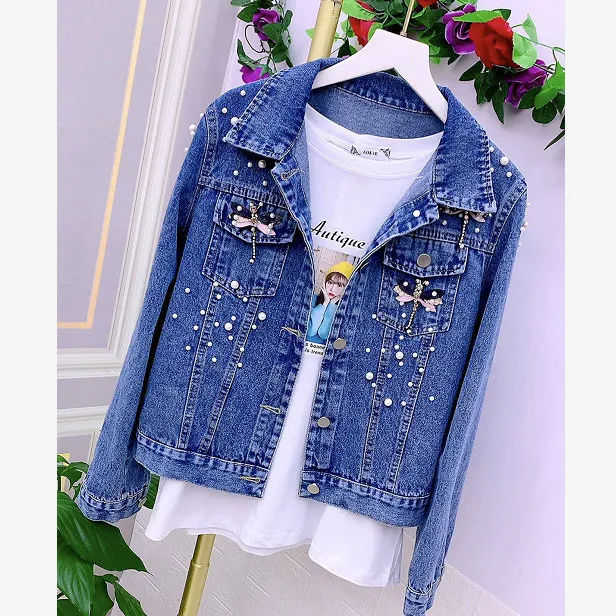 2022 High-quality Designer Pearl Beading Short Jean Jackets Korean Chi Street Jeans Jacket Turn-down Collar Denim Coat Tops Q394
2022 High-quality Designer Pearl Beading Short Jean Jackets Korean Chi Street Jeans Jacket Turn-down Collar Denim Coat Tops Q394