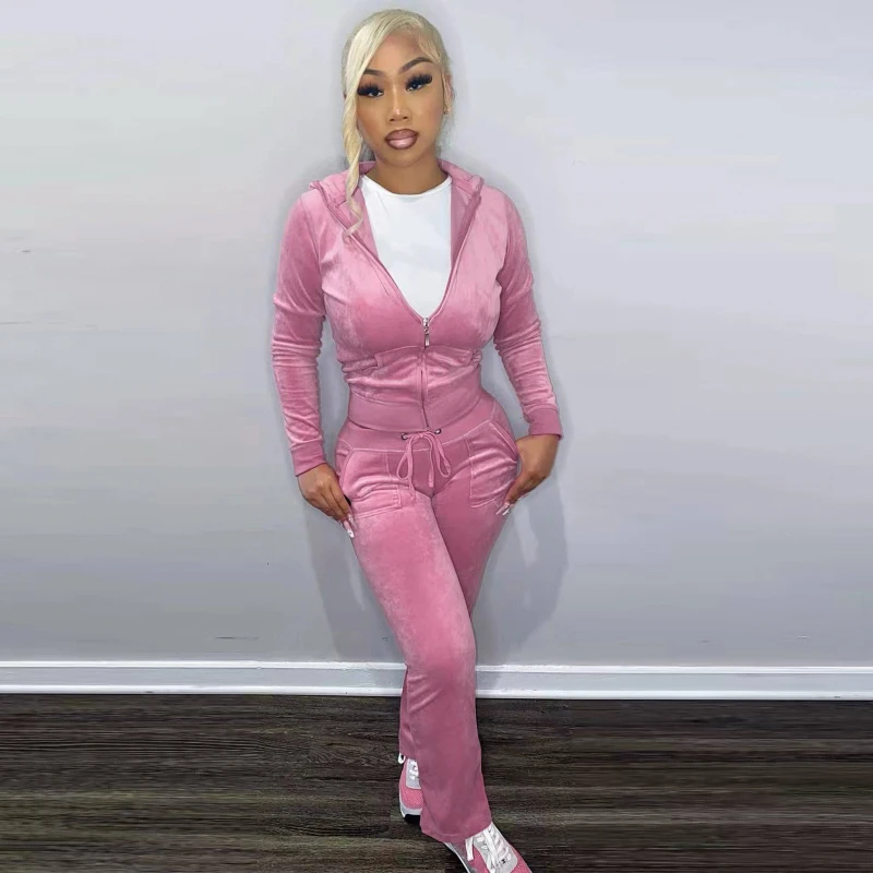 Sunny Solid Velvet Two Piece Set Women Autumn Winter Traksuits Zipper Long Sleeve Hooded Jacket Top Pockets Pants Jogging Suit
Sunny Solid Velvet Two Piece Set Women Autumn Winter Traksuits Zipper Long Sleeve Hooded Jacket Top Pockets Pants Jogging Suit