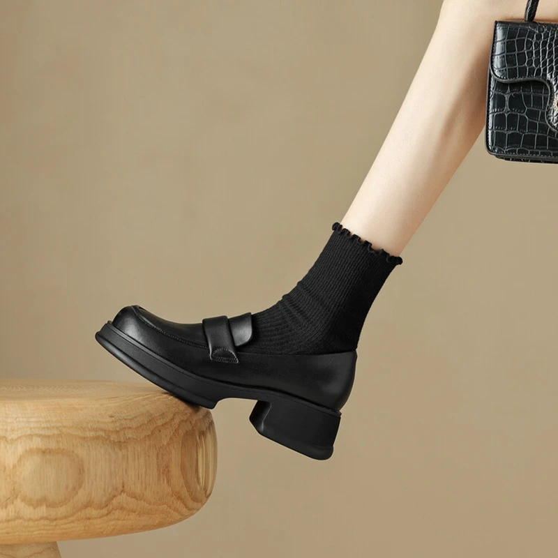NEW Spring Women's Loafers Split Leather Shoes for Women Round Toe Chunky Heel Shoes Solid Platform Shoes Thick Heel Women Pumps
NEW Spring Women's Loafers Split Leather Shoes for Women Round Toe Chunky Heel Shoes Solid Platform Shoes Thick Heel Women Pumps