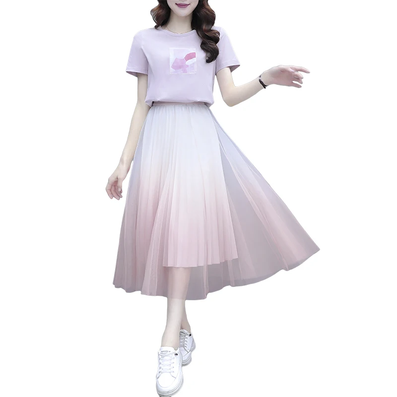 New Skirt suit 2022 summer mesh pleated skirt mid-length high waist irregular beach skirt O neck short-sleeved top two-piece set
New Skirt suit 2022 summer mesh pleated skirt mid-length high waist irregular beach skirt O neck short-sleeved top two-piece set