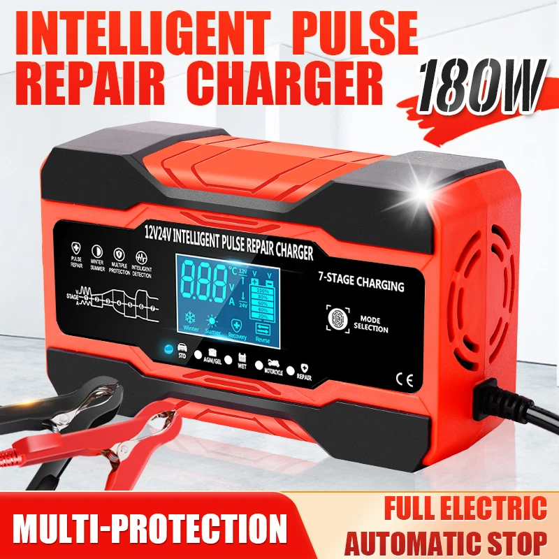 12V 10A 24V 5A Pulse Repair Charger with LCD Display, Motorcycle & Car Battery Charger,Automatic Smart Fast Battery Charger
12V 10A 24V 5A Pulse Repair Charger with LCD Display, Motorcycle & Car Battery Charger,Automatic Smart Fast Battery Charger