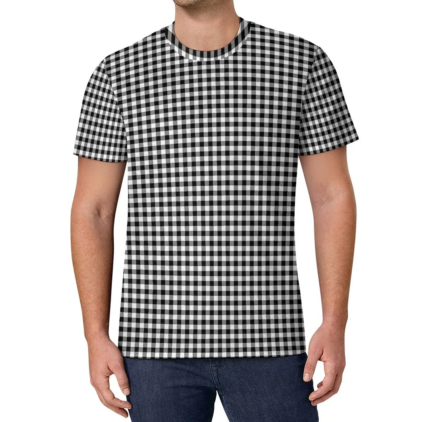 Black And White T Shirt Check Print Classic T Shirts O Neck Cool Tee Shirt Summer Man Design Top Tees Plus Size 6XL
Black And White T Shirt Check Print Classic T Shirts O Neck Cool Tee Shirt Summer Man Design Top Tees Plus Size 6XL