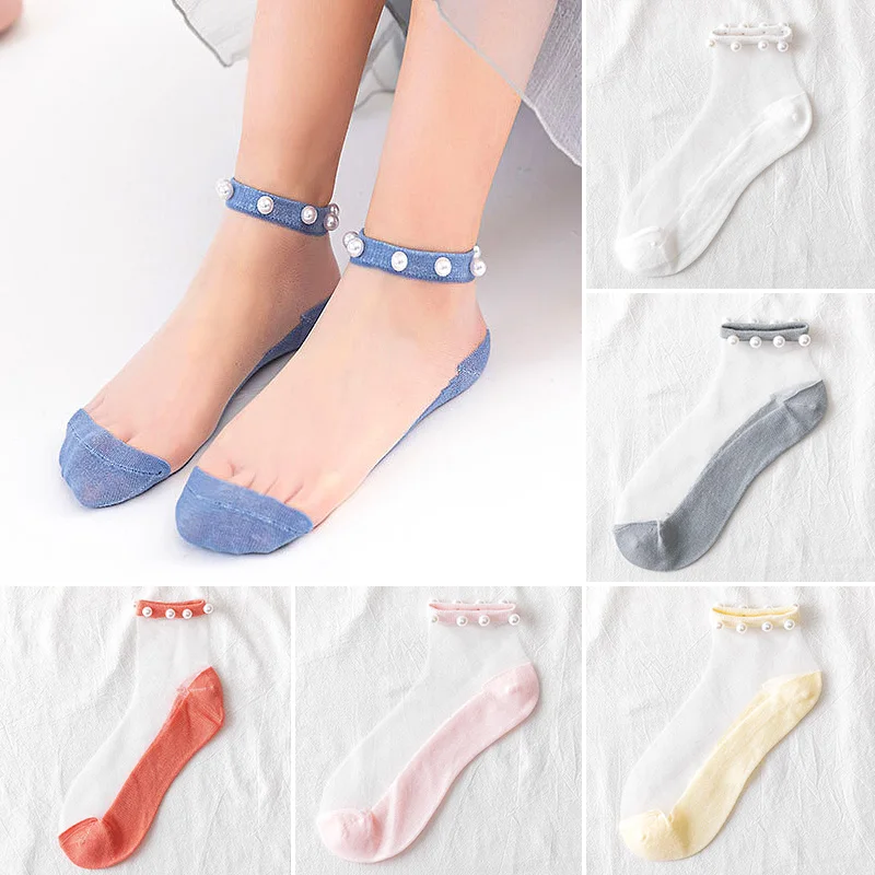 2 Pair Women Pearl Transparent Glass Silk Women's Socks Thin Cotton Socks Sexy Lace Mesh Fishnet Elasticity Ankle
2 Pair Women Pearl Transparent Glass Silk Women's Socks Thin Cotton Socks Sexy Lace Mesh Fishnet Elasticity Ankle