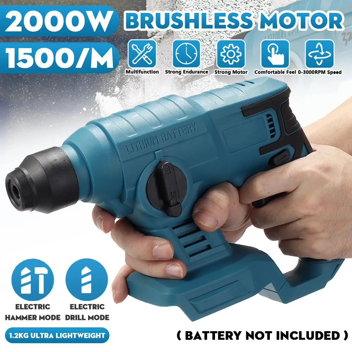 Brushless Cordless Electric Drill Rotary Hammer Drill Demolition Hammer Rechargeable Power Tools compatible Makita 18V Battery
Brushless Cordless Electric Drill Rotary Hammer Drill Demolition Hammer Rechargeable Power Tools compatible Makita 18V Battery
