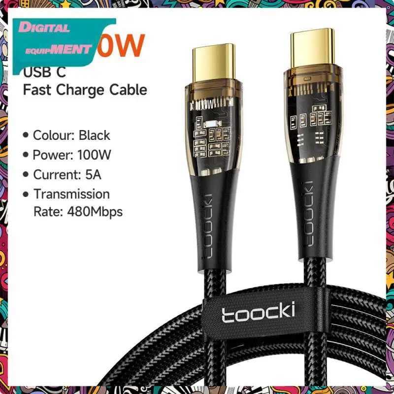 Data Cord Fast Charging Cable C-c Cable Type-c Cable Transparent Phone Data Cable Pd Type-c Charger Cable Phone Accessories 100w
Data Cord Fast Charging Cable C-c Cable Type-c Cable Transparent Phone Data Cable Pd Type-c Charger Cable Phone Accessories 100w
