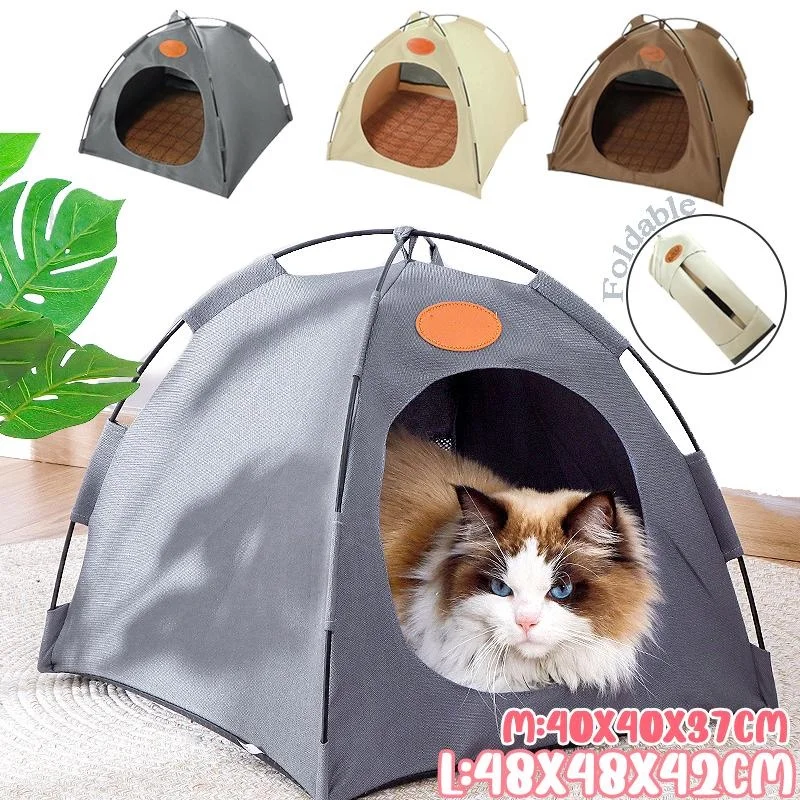 

Pet Tent Bed Cats House Supplies Products Accessories Warm Cushions Furniture Sofa Basket Beds Winter Clamshell Kitten Tents Cat