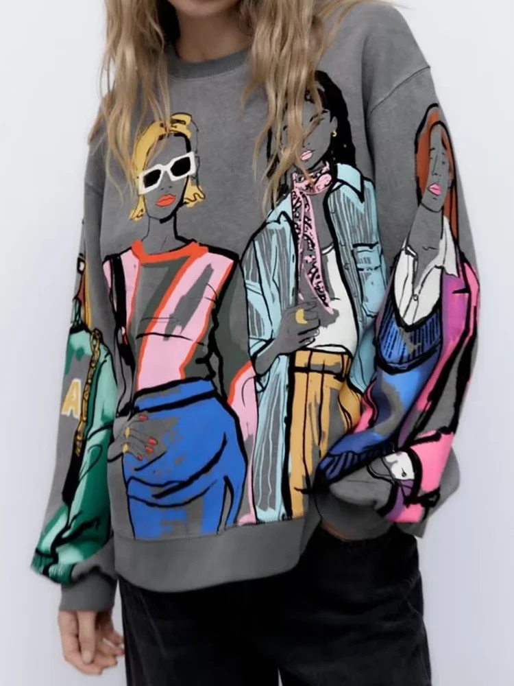 Autumn Winter Women Coal Gray O Neck Printed Sweatshirts Long Sleeve Loose Casual Pullovers Female Sudaderas
Autumn Winter Women Coal Gray O Neck Printed Sweatshirts Long Sleeve Loose Casual Pullovers Female Sudaderas