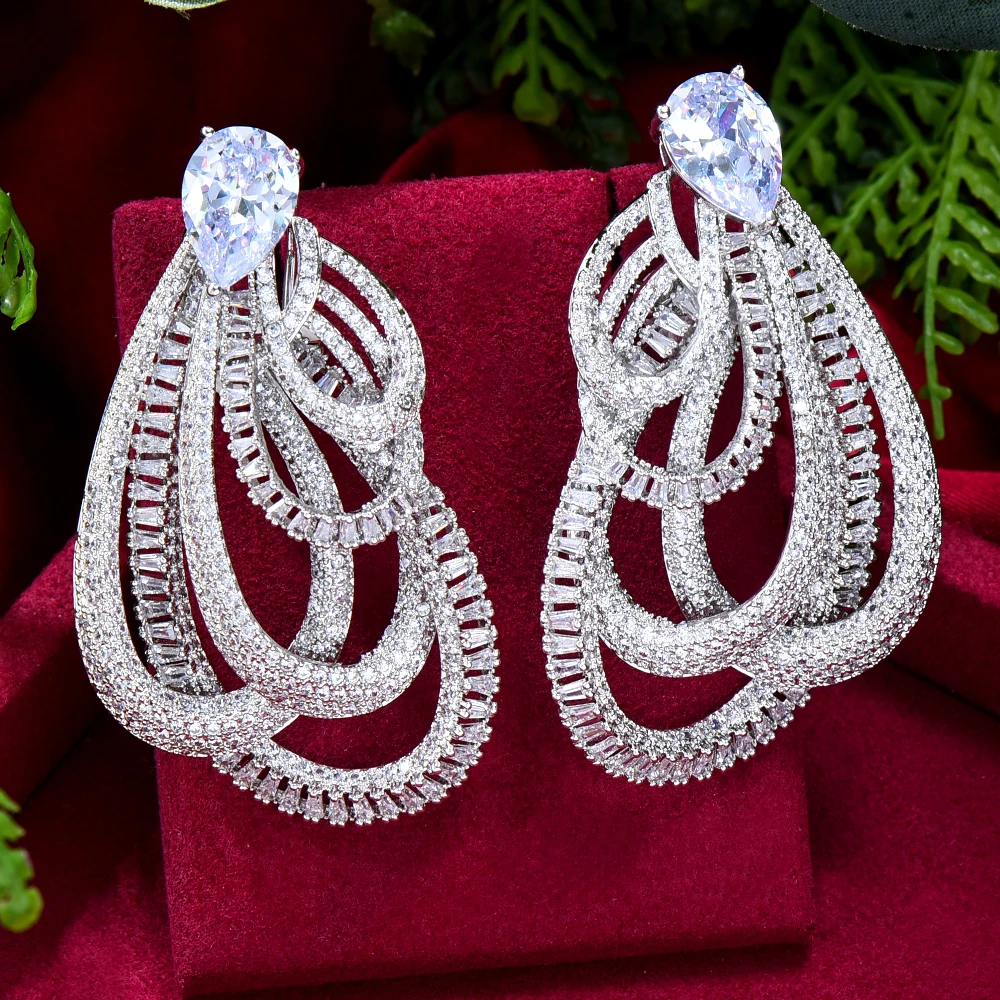 

GODKI New Luxury Noble Big Twined Earrings Full Mirco Paved Cubic Zircon CZ Naija Wedding Earring Fashion Jewelry 2022 Trendy
