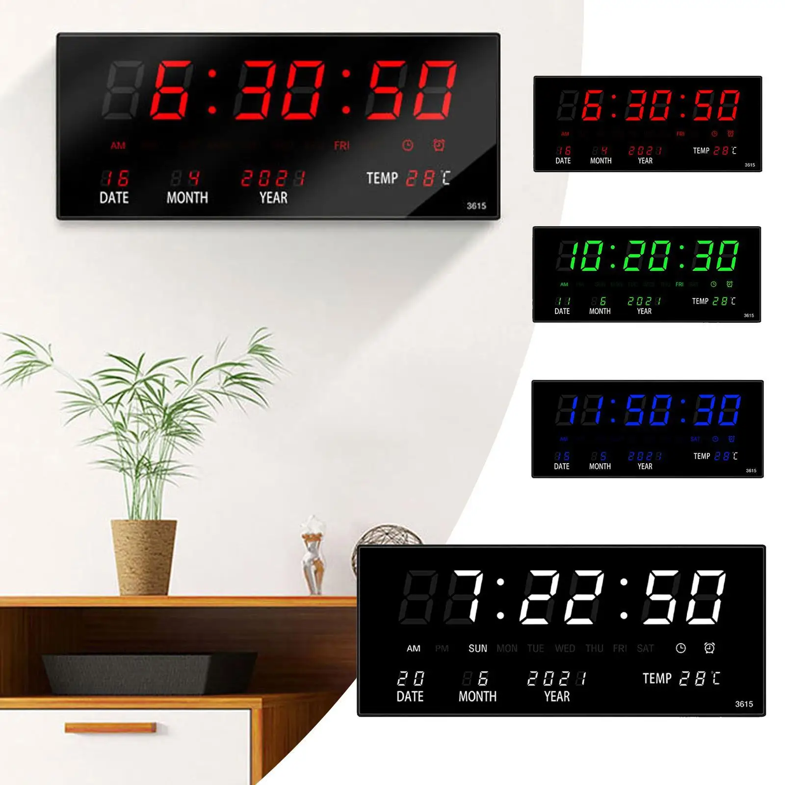 Creative LED Digital Wall Clock Business Office Wall Watch Luminous Mute Perpetual Calendar Table Clock Home Decor Living Room
Creative LED Digital Wall Clock Business Office Wall Watch Luminous Mute Perpetual Calendar Table Clock Home Decor Living Room