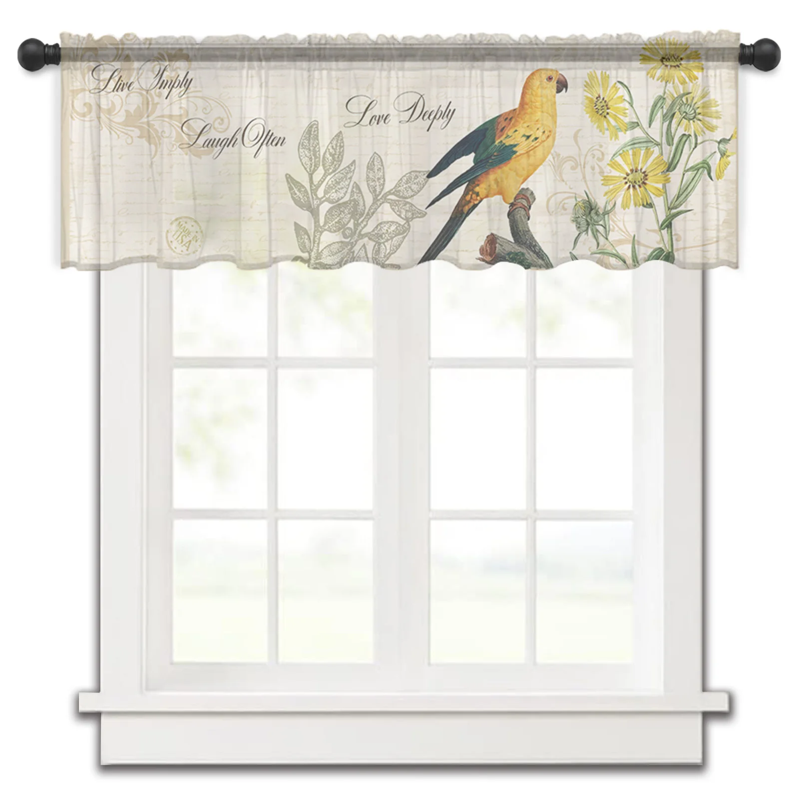 Bird Sunflower Retro Tulle Kitchen Small Window Curtain Valance Sheer Short Curtain Bedroom Living Room Home Decor Voile Drapes
Bird Sunflower Retro Tulle Kitchen Small Window Curtain Valance Sheer Short Curtain Bedroom Living Room Home Decor Voile Drapes