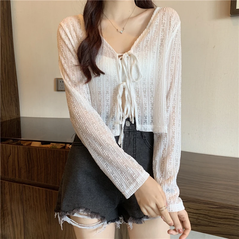 All-match Cardigan Women Daily Summer Sunproof Chic Cropped Cardigans Fashion White Simple Cute Top Harajuku Lace Up Elegant New
All-match Cardigan Women Daily Summer Sunproof Chic Cropped Cardigans Fashion White Simple Cute Top Harajuku Lace Up Elegant New