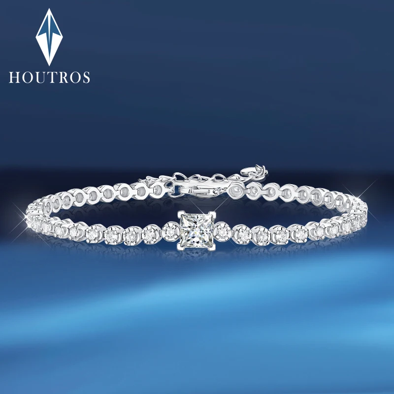 Houtros 925 Sterling Silver Moissanite Tennis Bracelet for Women 5.5mm Princess Cut Diamond Bracelet Wedding Fine Jewelry GRA
Houtros 925 Sterling Silver Moissanite Tennis Bracelet for Women 5.5mm Princess Cut Diamond Bracelet Wedding Fine Jewelry GRA