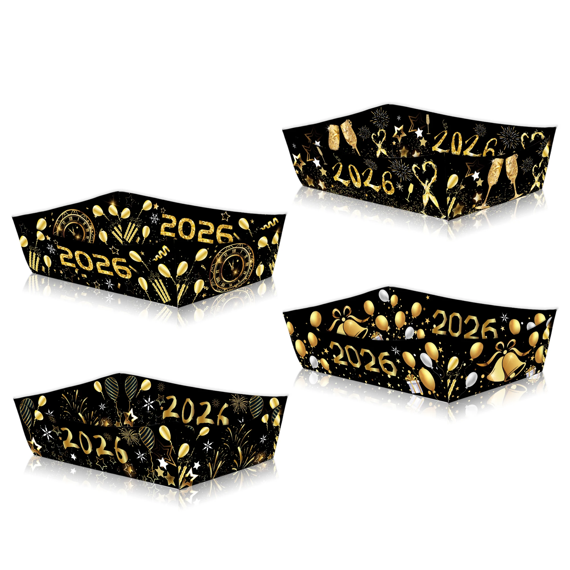 Новогодние бумажные лотки для еды, черные золотые
Новогодние бумажные лотки для еды, черные золотые