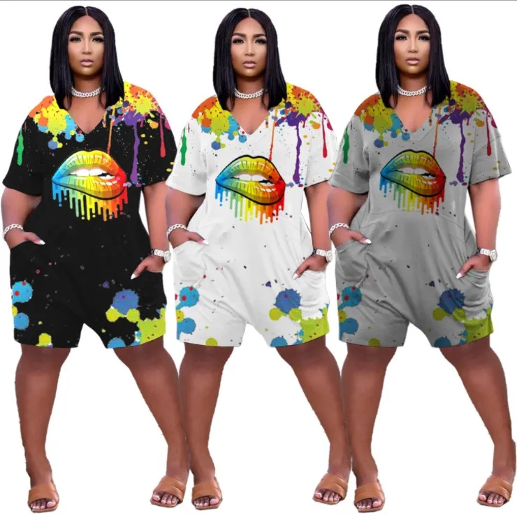 Sexy V Neck Personality Splash Ink Lip Printing Fashion Pocket Loose Casual Jumpsuit High Street Women's Clothing Wholesale
Sexy V Neck Personality Splash Ink Lip Printing Fashion Pocket Loose Casual Jumpsuit High Street Women's Clothing Wholesale