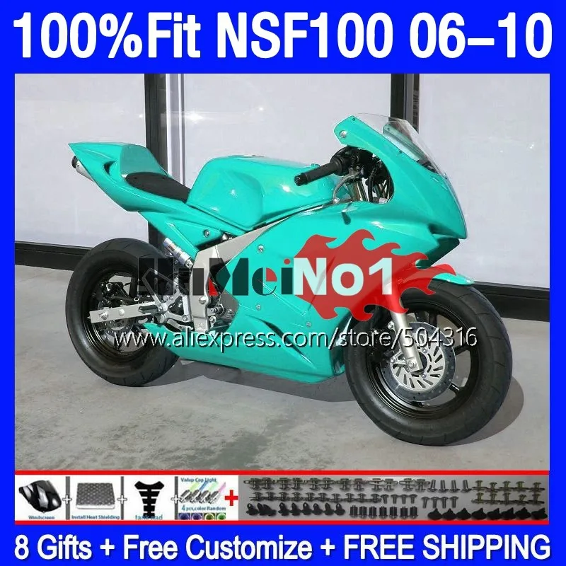 

Fiberglass Race For HONDA NSF 100 NSF100 06 07 08 09 10 167MC.99 NSF-100 2006 2007 2008 2009 2010 Injection Fairing glossy cyan