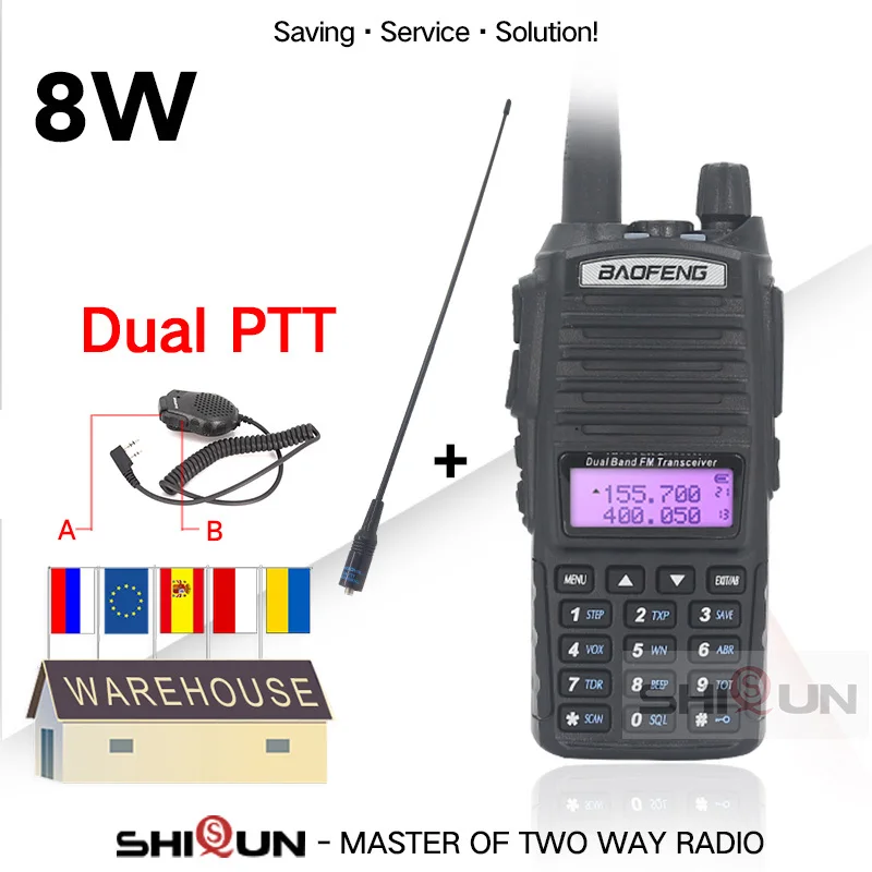 

Baofeng Walkie Talkie CB Ham Radio UV-82 8W 10KM High/Mid/Low Tri-Power Modes Dual PTT Portable VHF UHF 2 Way Radio UV 5R