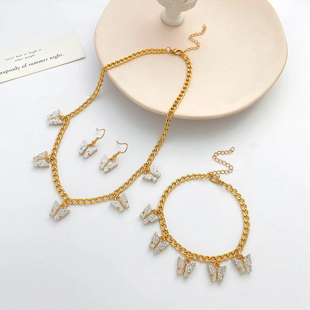 Fashion Butterfly Jewelry Set for Women Trendy Zircon Butterfly Charm DIY Thick Chain Necklace Earrings Ring Bracelet Gifts 2023
Fashion Butterfly Jewelry Set for Women Trendy Zircon Butterfly Charm DIY Thick Chain Necklace Earrings Ring Bracelet Gifts 2023