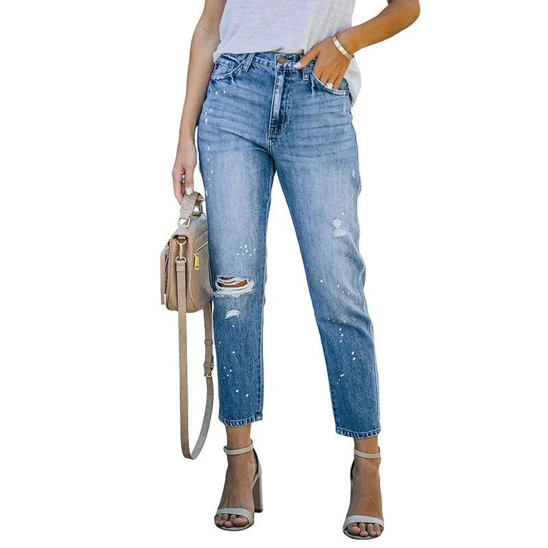 2022 New Fashion Women's Wear Ripped Paint Small Feet High Elastic Jeans Ladies Casual All-match Pants Lady
2022 New Fashion Women's Wear Ripped Paint Small Feet High Elastic Jeans Ladies Casual All-match Pants Lady