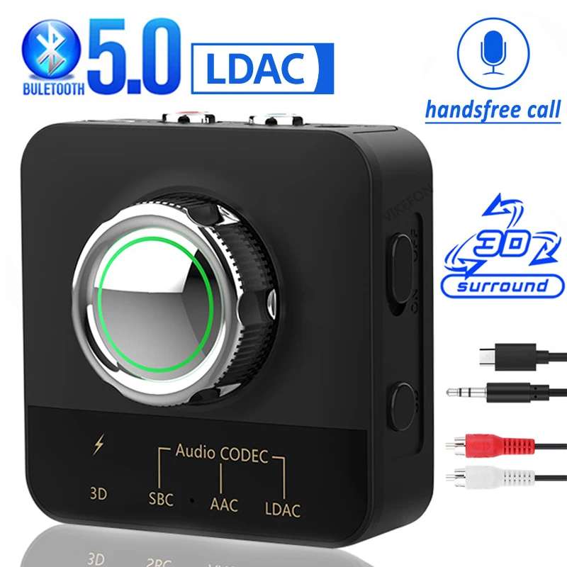 Bluetooth 5.0 Audio Receiver 3D Stereo HiFi Wireless Adapter 3.5mm AUX RCA Receiver with LDAC AAC for TV Car Loudspeaker
Bluetooth 5.0 Audio Receiver 3D Stereo HiFi Wireless Adapter 3.5mm AUX RCA Receiver with LDAC AAC for TV Car Loudspeaker