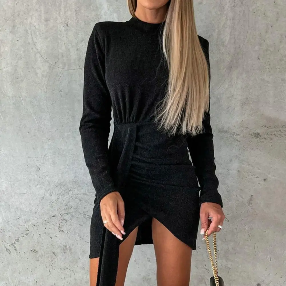 Mini Dress High-Waist Party Dress Fashion Turtleneck Draped Bodycon Pullover Dress
Mini Dress High-Waist Party Dress Fashion Turtleneck Draped Bodycon Pullover Dress