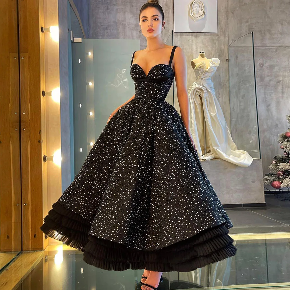 Spaghetti Straps Evening Dress 2022 Sleeveless Sweetheart A-Line Prom Gown Tiered Tulle Ankle-Length Robes De Soirée Custom Made
Spaghetti Straps Evening Dress 2022 Sleeveless Sweetheart A-Line Prom Gown Tiered Tulle Ankle-Length Robes De Soirée Custom Made