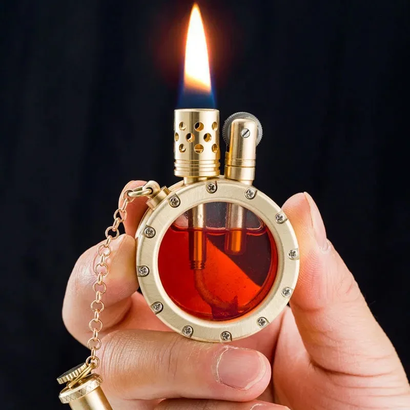 Handmade Pure Copper Gasoline Lighter Quartz Visible Transparent Fuel Tank Lighter Men's Portable Round Collection Gift
Handmade Pure Copper Gasoline Lighter Quartz Visible Transparent Fuel Tank Lighter Men's Portable Round Collection Gift