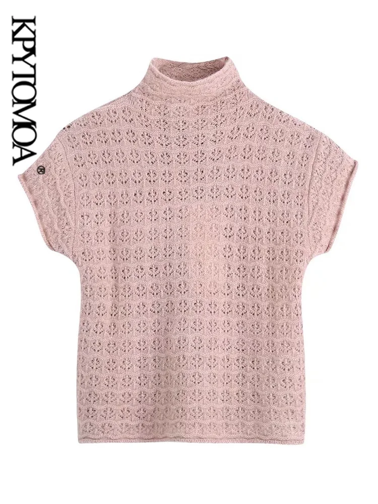 KPYTOMOA Women Fashion Cropped Pointelle-Knit Sweater Vintage High Neck Short Sleeve Female Pullovers Chic Tops
KPYTOMOA Women Fashion Cropped Pointelle-Knit Sweater Vintage High Neck Short Sleeve Female Pullovers Chic Tops