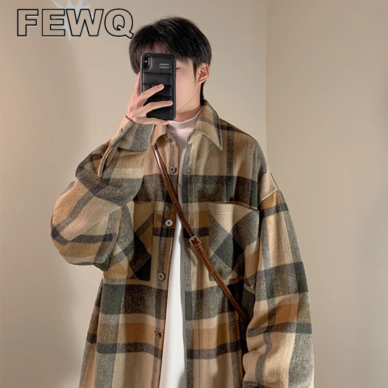 Куртка FEWQ Мужская шерстяная с отложным воротником, однобортная клетчатая корейская мода, пальто контрастных цветов, осень 2022, 24B396
Куртка FEWQ Мужская шерстяная с отложным воротником, однобортная клетчатая корейская мода, пальто контрастных цветов, осень 2022, 24B396