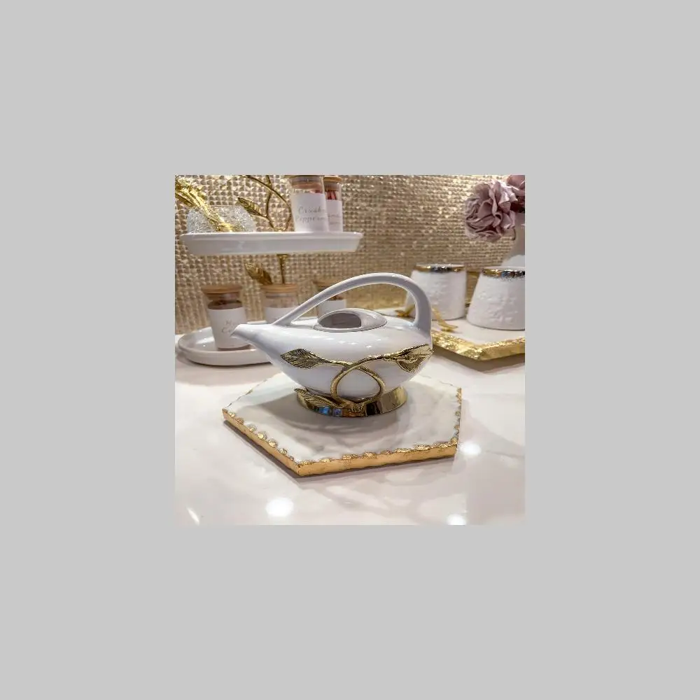 Gorgeous White and Gold Leaf Ornate Tea Pot - Delicious Flavoring with a Luxurious Feel and Look
Gorgeous White and Gold Leaf Ornate Tea Pot - Delicious Flavoring with a Luxurious Feel and Look