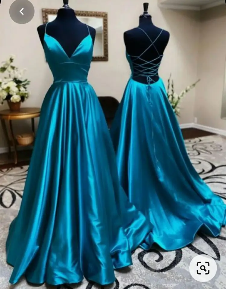 Sexy Long V-Neck Satin Prom Dresses with Pockets A-Line Sweep Train Backless Abendkleider Robes de Soirée for Women
Sexy Long V-Neck Satin Prom Dresses with Pockets A-Line Sweep Train Backless Abendkleider Robes de Soirée for Women