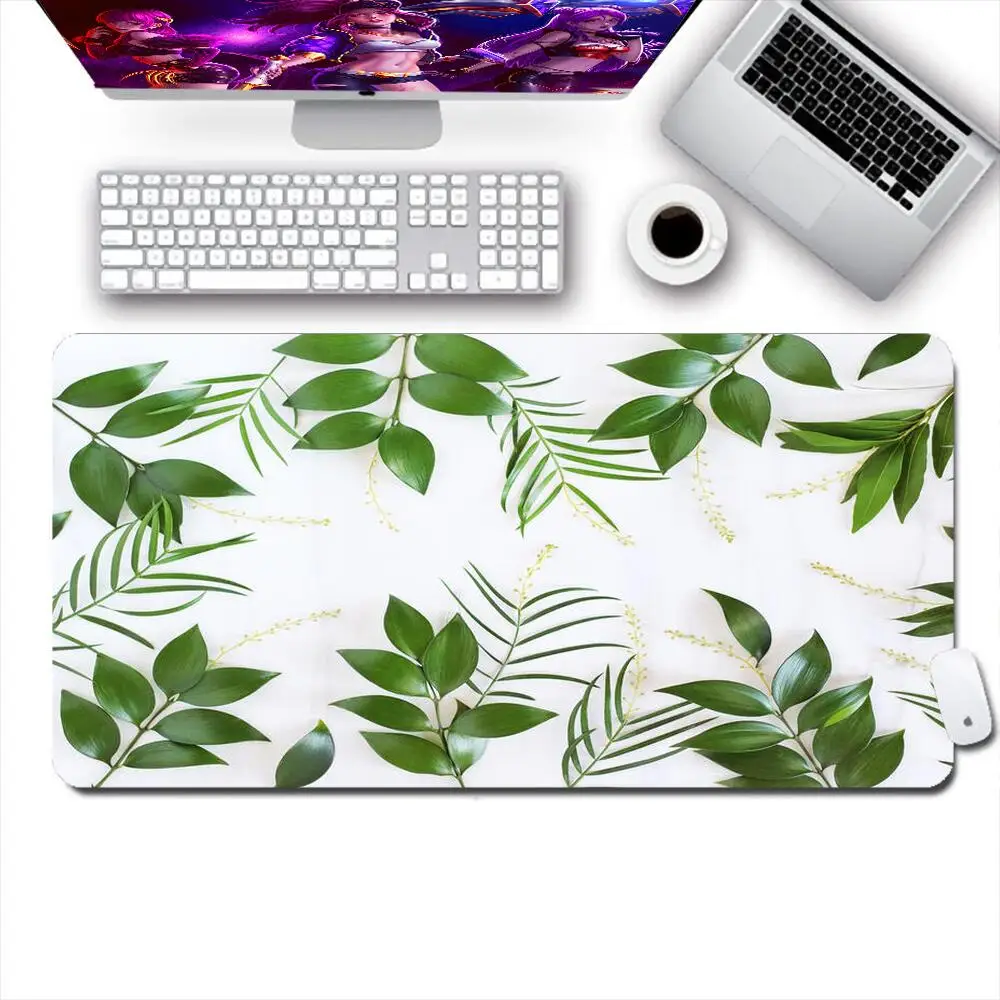 

Flowers Green Leaves HD Gaming Mouse Pad Notbook Large Keyboard Rubber Computer Carpet Desk Mat PC Gamer Offices Soft Mousepad