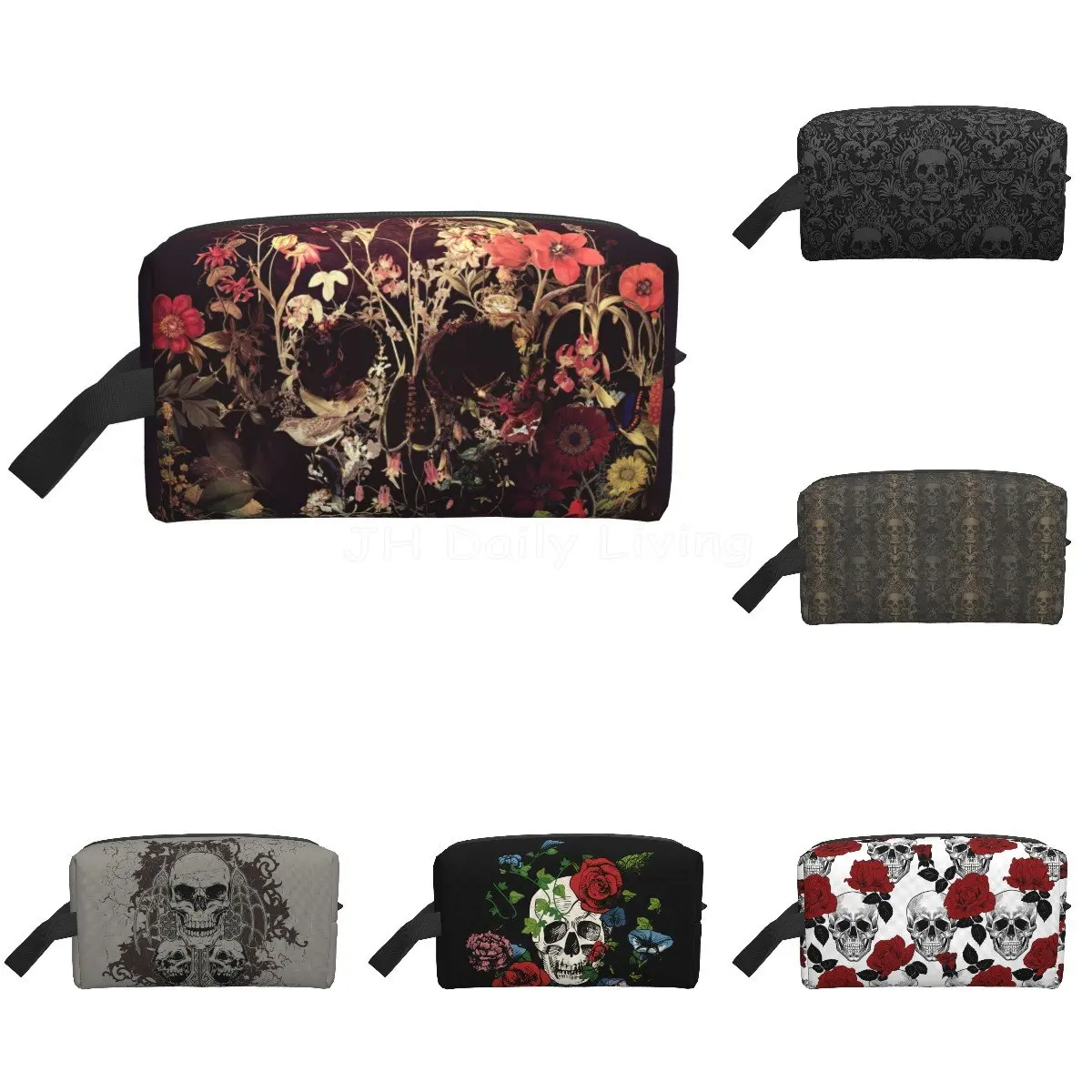 Gothic Skull Flower Black Cosmetic Bag Sugar Skull Flower Storage Bags Unisex Portable Large Capacity Makeup Bag for Travel 
Gothic Skull Flower Black Cosmetic Bag Sugar Skull Flower Storage Bags Unisex Portable Large Capacity Makeup Bag for Travel