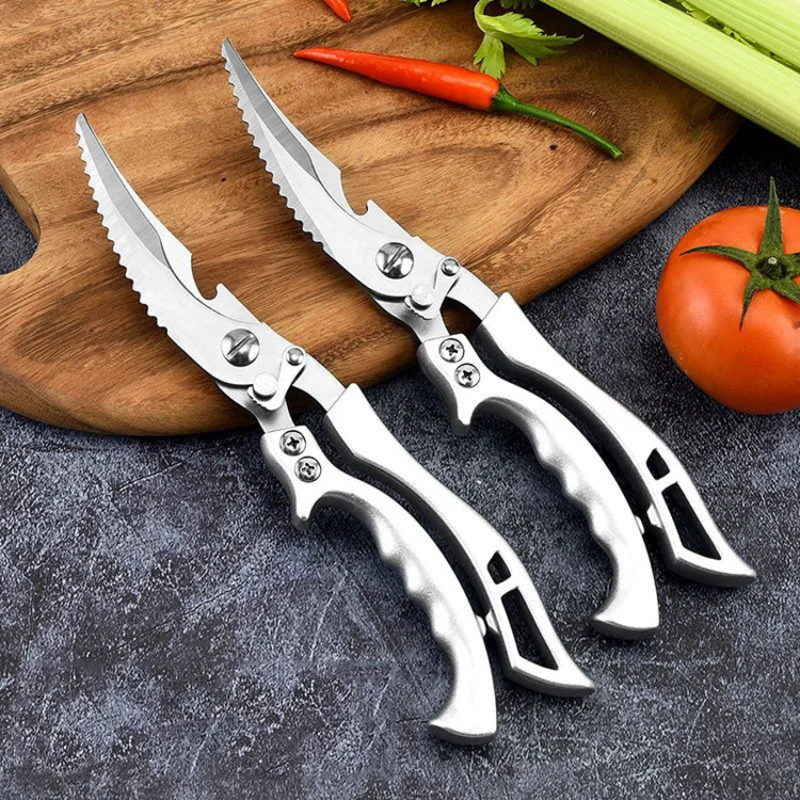 Большие изогнутые ножницы для куриных костей, домашние кухонные ножницы из нержавеющей стали, многофункциональные ножницы для открывания крышки бутылки
Большие изогнутые ножницы для куриных костей, домашние кухонные ножницы из нержавеющей стали, многофункциональные ножницы для открывания крышки бутылки