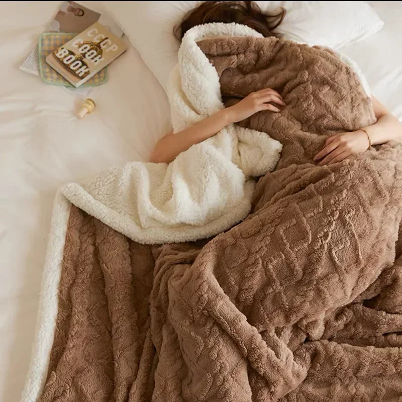 

Зимнее одеяло из овечьей шерсти, толстое двухстороннее Фланелевое супермягкое покрывало из микрофибры для кровати, удобное теплое двухместное одеяло