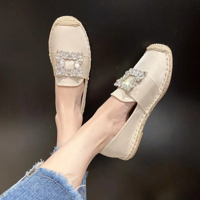 

Women Loafers Crystal Mary Jane Rome Flats Platform Shoes Summer 2023 New Shallow Lolita Dress Sandals Designer Chaussure Femme