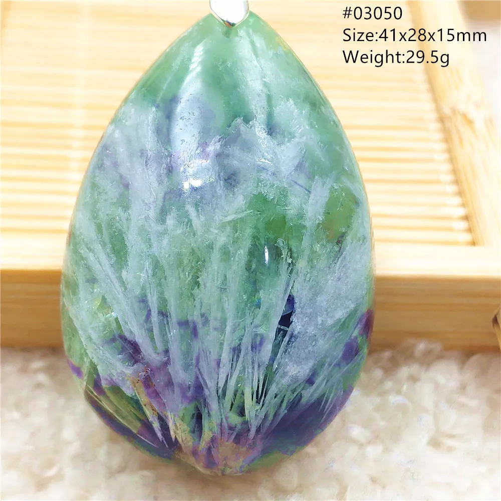 

Natural Feather Fluorite Quartz Pendant Women Men Rare Green Water Drop Blue Angel Feather Angel Fluorite Necklace Jewelry AAAAA