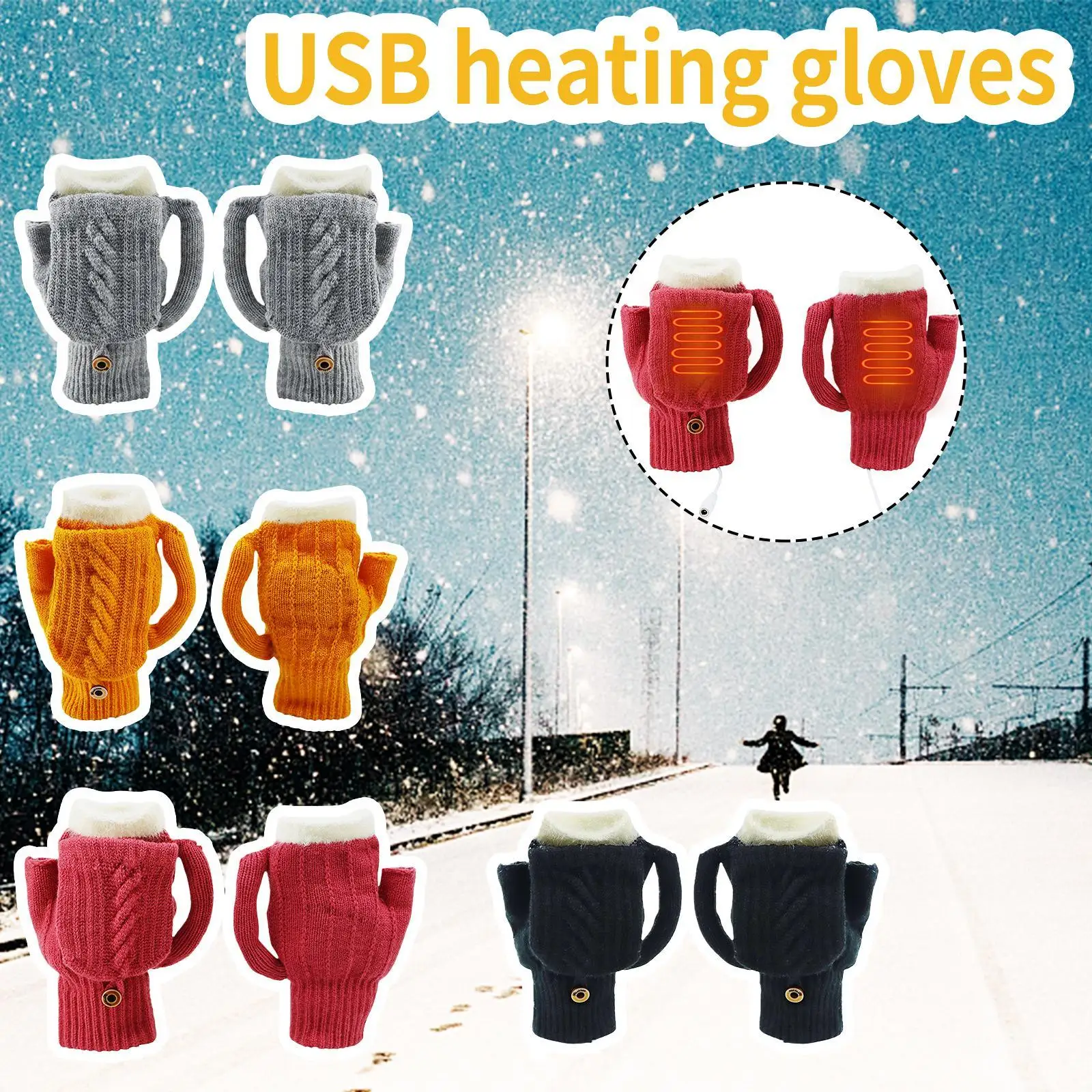 USB Electric Heated Gloves Double Side Heating Convertible Fingerless Glove Knitted Mittens Winter Thermal Gloves Cycling Skiing
USB Electric Heated Gloves Double Side Heating Convertible Fingerless Glove Knitted Mittens Winter Thermal Gloves Cycling Skiing