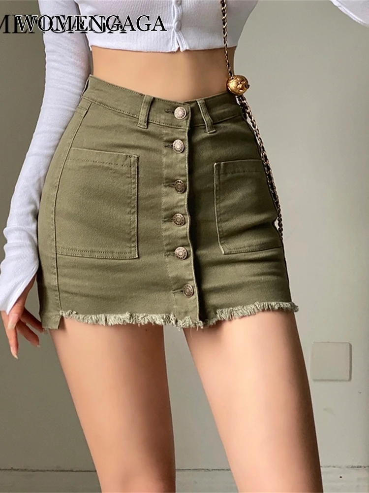 WOMENGAGA Girl Sexy Hip-covered Single-breasted High Waist Slimming Denim Mini Skirt Buttons Denim Double Layer Skirt 1SCM
WOMENGAGA Girl Sexy Hip-covered Single-breasted High Waist Slimming Denim Mini Skirt Buttons Denim Double Layer Skirt 1SCM